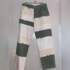 Green and white baggy pants
